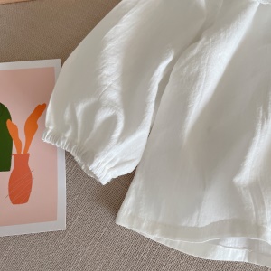 Chemise fille manches longues blanc