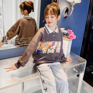 Pull over pour filles en coton POLO Col