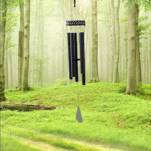 Carillon éolien en métal noir anneau de fer tube en aluminium