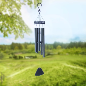 Carillon éolien en métal noir anneau de fer tube en aluminium