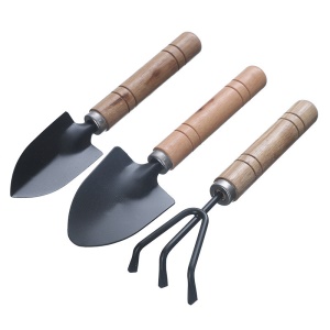 Mini kit 3 pièces pour outils de jardin (râteau + pelle pointue + pelle)