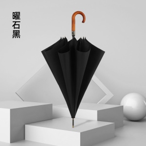 Parapluie coupe-vent à long manche avec poignée en bois massif
