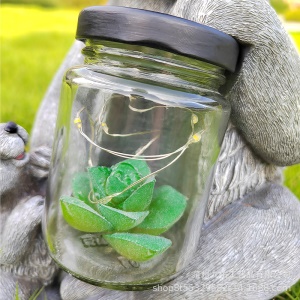Décoration de jardin en résine modèle de lapin solaire