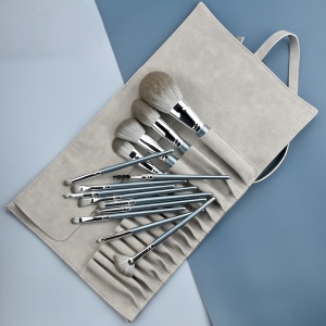 Set de 14 pinceaux de maquillage en fibre fine avec manche en bois peint au four