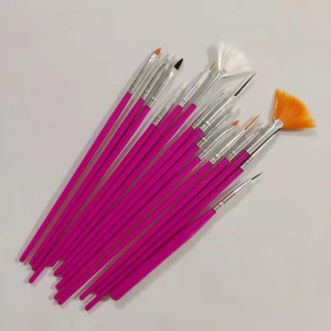 Set de 15 pinceaux de manucure avec porte-pinceau en plastique