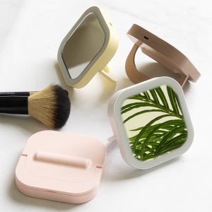 Mini miroir cosmétique pliant portable LED