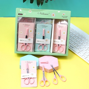 Ciseaux à sourcils en acier inoxydable rose