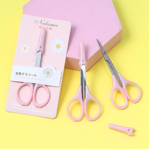 Ciseaux à sourcils en acier inoxydable rose