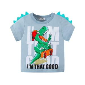 T-shirt à manches courtes pour enfants avec dessin animé dinosaure