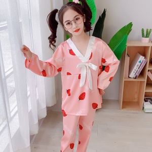 Vêtements  de maison manches longues en soie pour filles