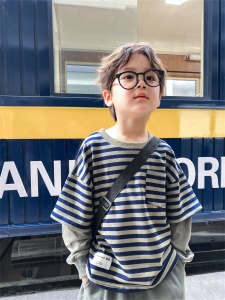 Sweat rayés pour enfants faux deux pièces