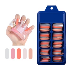 Ongles artificiels manucure dans boîte bleu long 100 pcs/boîte