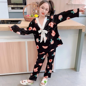 Vêtements  de maison manches longues en soie pour filles