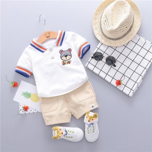 T-shirt deux pièces en coton à manches courtes casual wear Ensemble décontractée pour bébé composant  T-shirt  en coton à manches courtes et short