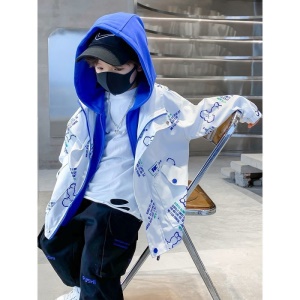 Capuche top pour enfant garçon faux deux pièces zipper