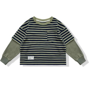 Sweat rayés pour enfants faux deux pièces