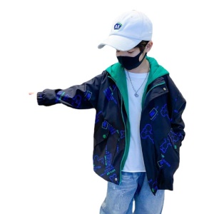 Capuche top pour enfant garçon faux deux pièces zipper