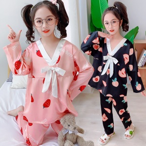 Vêtements  de maison manches longues en soie pour filles
