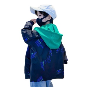 Capuche top pour enfant garçon faux deux pièces zipper