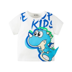 Top T shirt pour enfant garçon à manches courtes avec dessin animé dinosaure