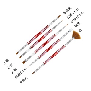 Pinceaux à ongles avec deux têtes pour manucure Set de 5 pièces