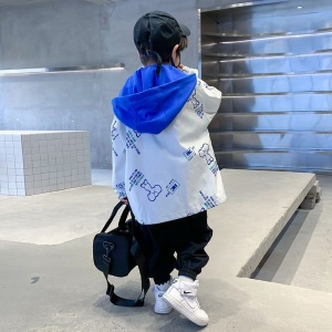 Capuche top pour enfant garçon faux deux pièces zipper