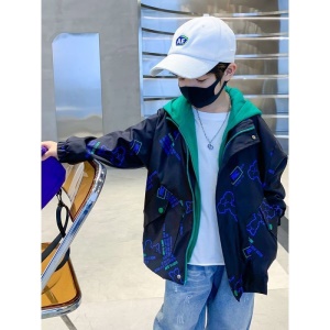Capuche top pour enfant garçon faux deux pièces zipper