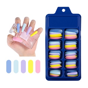 Ongles artificiels manucure dans boîte bleu long 100 pcs/boîte