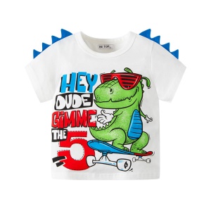T-shirt à manches courtes pour enfants avec dessin animé dinosaure