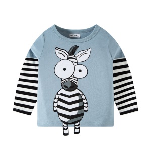 T-shirt pour enfant en coton à manche rayé