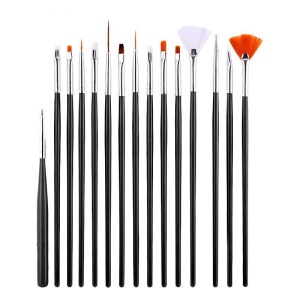 Set de 15 pinceaux de manucure avec porte-pinceau en plastique