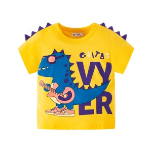 T-shirt à manches courtes pour enfants avec dessin animé dinosaure