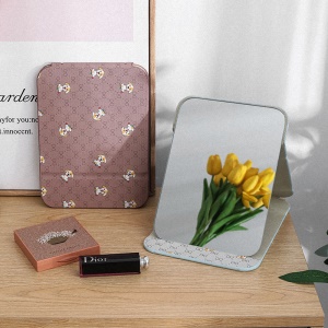 Miroir cosmétique de bureau pliant et portable