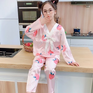 Vêtements  de maison manches longues en soie pour filles