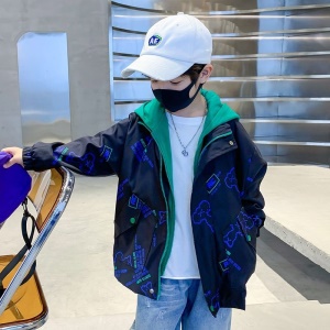 Capuche top pour enfant garçon faux deux pièces zipper