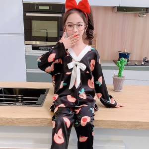Vêtements  de maison manches longues en soie pour filles