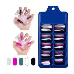 Ongles artificiels manucure dans boîte bleu long 100 pcs/boîte