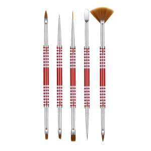 Pinceaux à ongles avec deux têtes pour manucure Set de 5 pièces