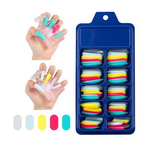 Ongles artificiels manucure dans boîte bleu long 100 pcs/boîte