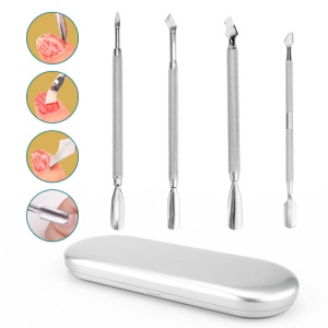 Outils de manucure double tête 4 pièces en acier inoxydable