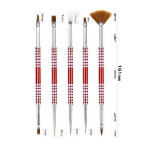 Pinceaux à ongles avec deux têtes pour manucure Set de 5 pièces