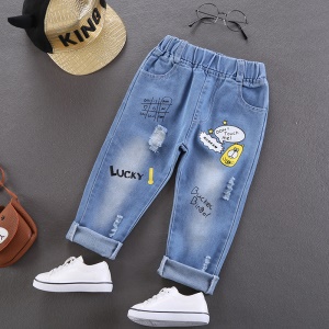 Pantalon en jean garçonnet ceinture avec élastique