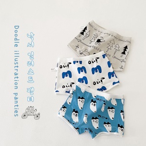 Culotte enfant en coton avec dessin animé ours et lapin