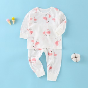 Ensemble pyjama en coton pour bébé  (col rond manches longues haut + pantalon)