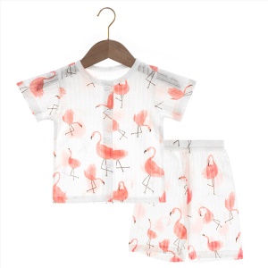 Ensemble de vêtements pour bébés (T-shirt avec boutons et col rond + short) en coton