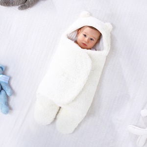 Couverture envoloppante bébé en coton imitation velours d'agneau