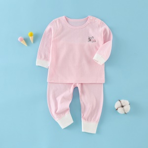 Ensemble pyjama en coton pour bébé  (col rond manches longues haut + pantalon)