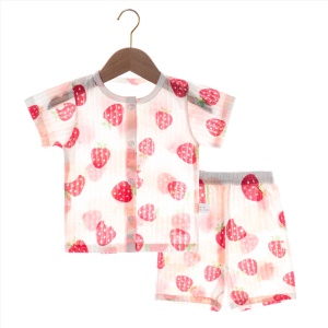 Ensemble de vêtements pour bébés (T-shirt avec boutons et col rond + short) en coton