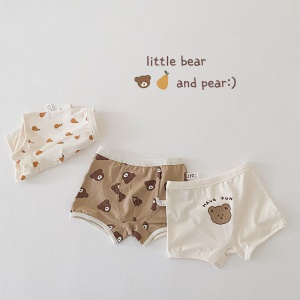 Culotte enfant en coton avec dessin animé ours et lapin