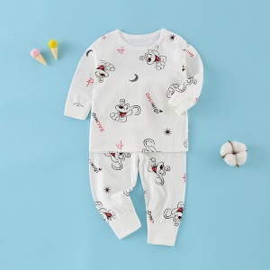 Ensemble pyjama en coton pour bébé  (col rond manches longues haut + pantalon)
